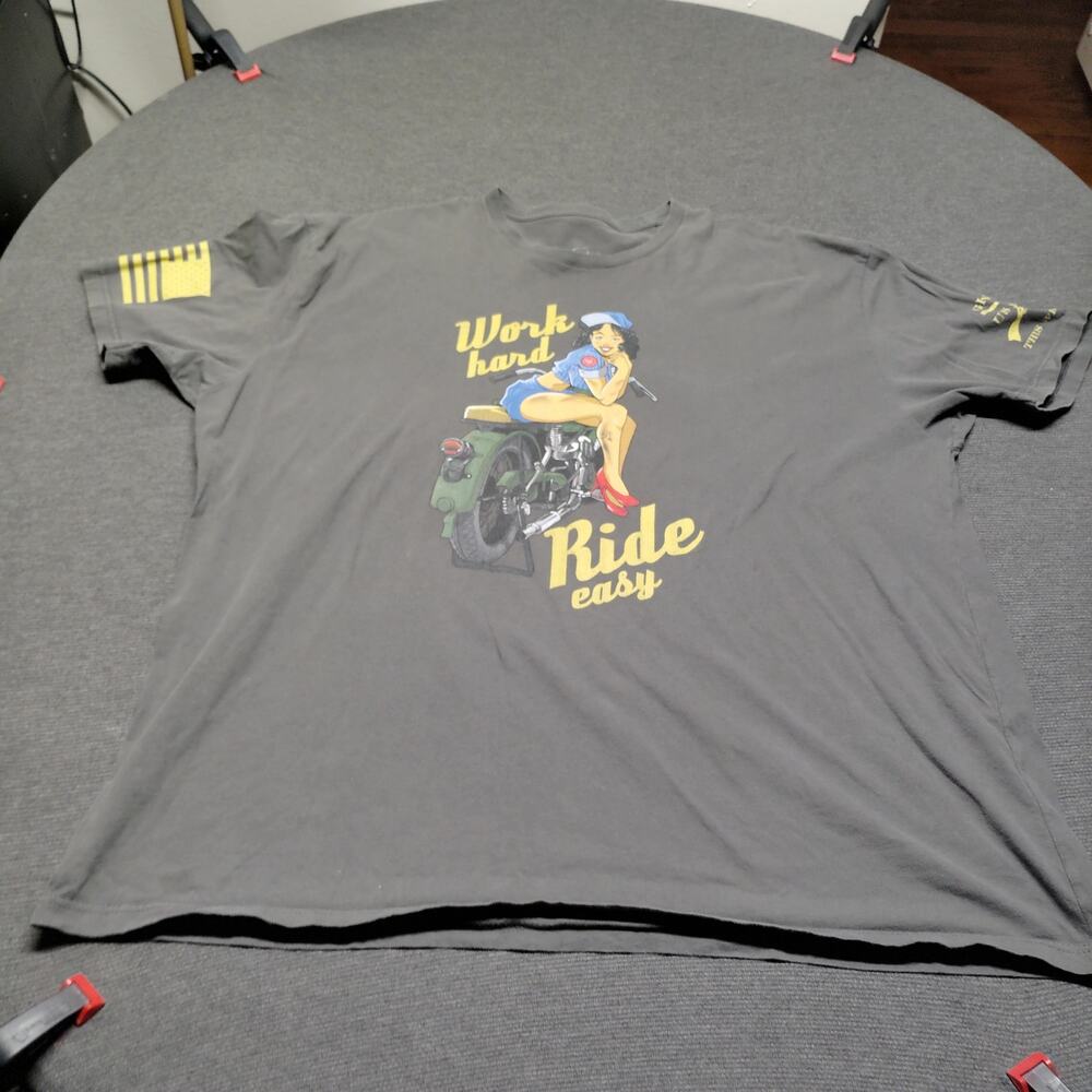 Grunt Style Work Hard Ride Easy Tee Mens XXL Gray Motorcycle